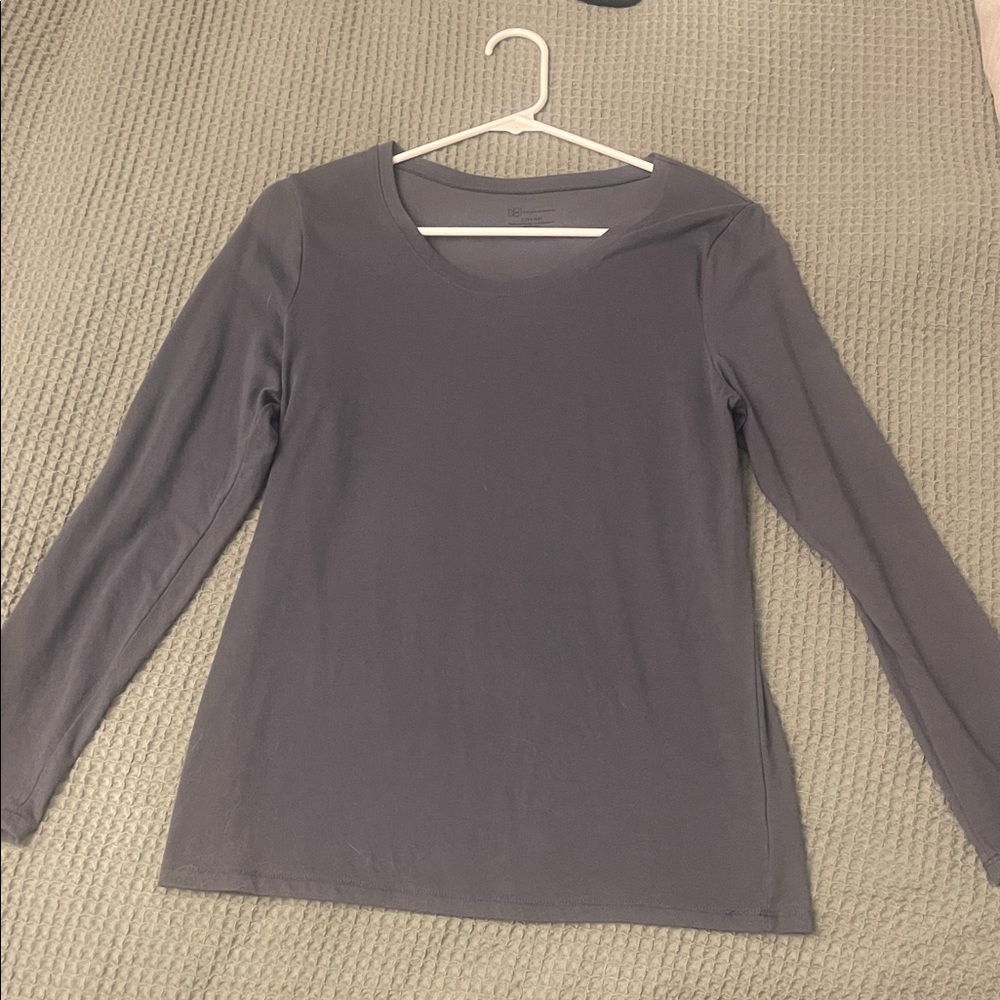 Women's Long-Sleeve Crewneck Top -Blueish Gray - Picture 1 of 3